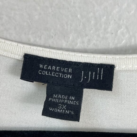 J Jill Wearever Womens Plus 3X Long Sleeve Tunic Top Ivory Pleated Stretch Shirt - Picture 3 of 9